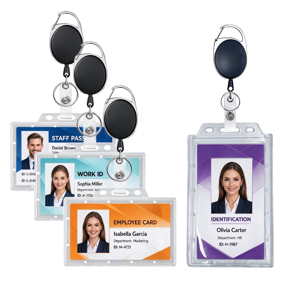 1Set ID Work Pass Card Holder  - Reel Cover ulasan dan harga